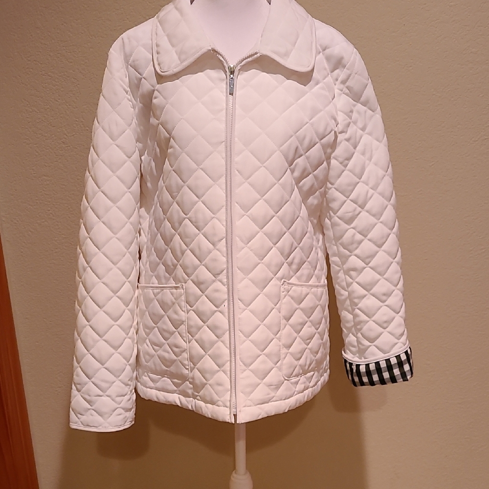 Esprit White Quilted Zip-Front Jacket